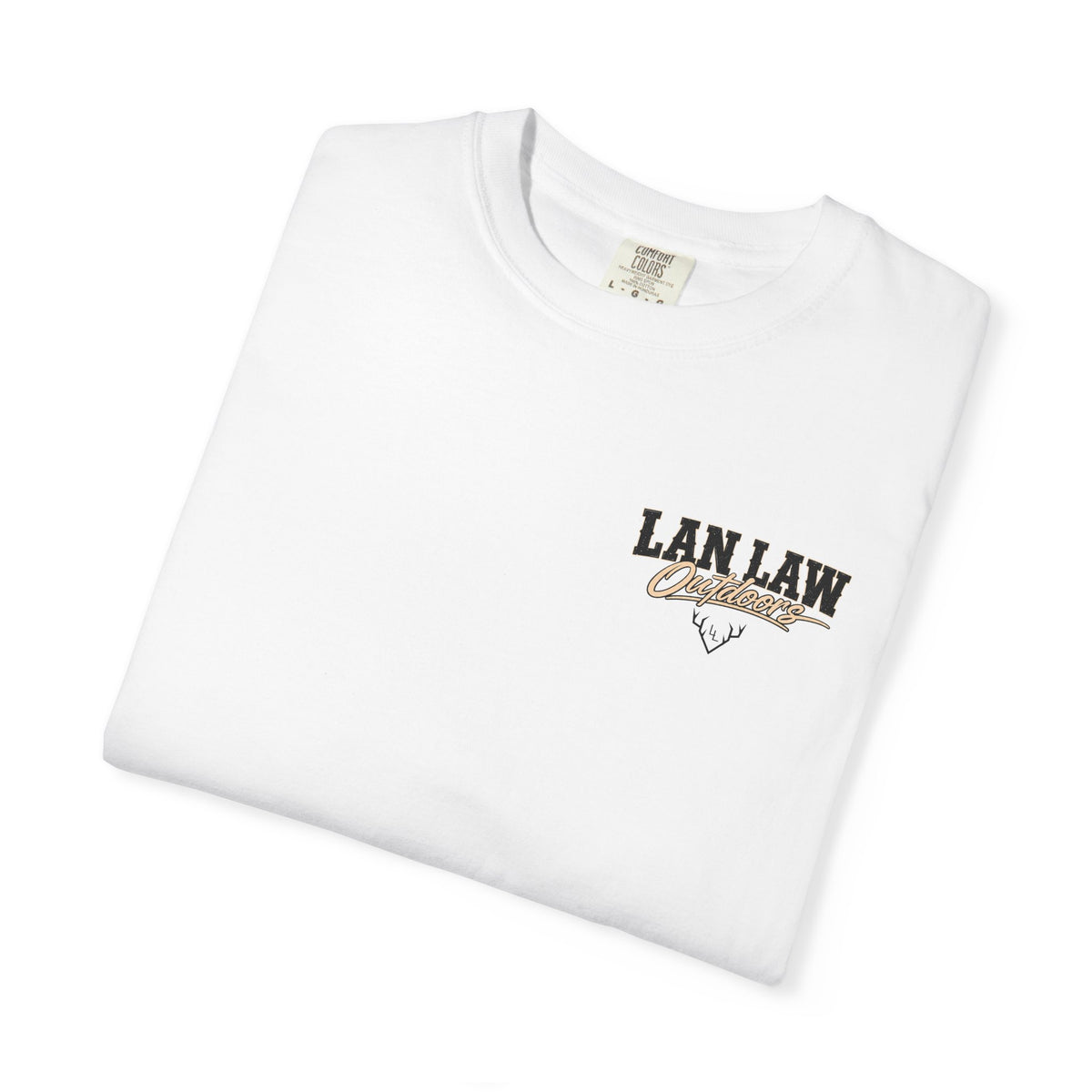 Lan Law Outdoors T-Shirt — American Flag Deer Skull Hunting Graphic Tee