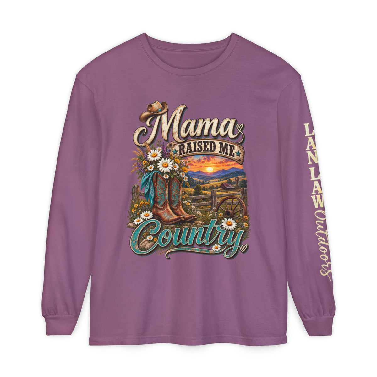 Mama Raised Me Country Long Sleeve Tee