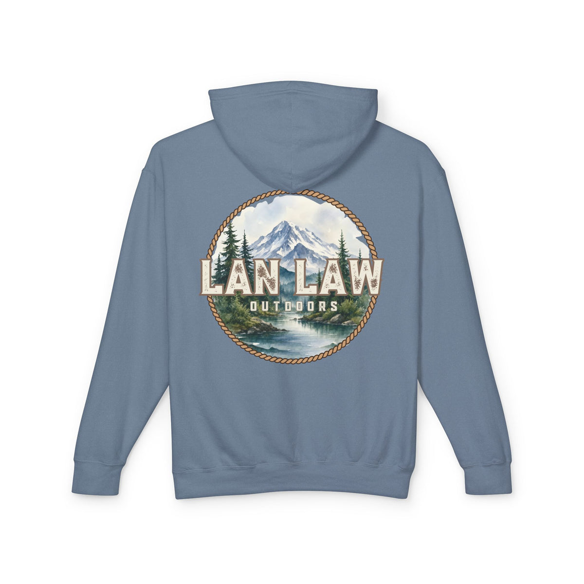 Outdoors Hoodie — Lan Law Scenic Mountain Logo Lightweight Hooded Sweatshirt