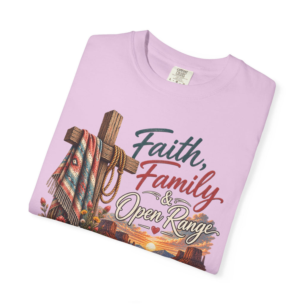 Faith, Family & Open Range T-Shirt — Western Ranch Lan Law Graphic Tee