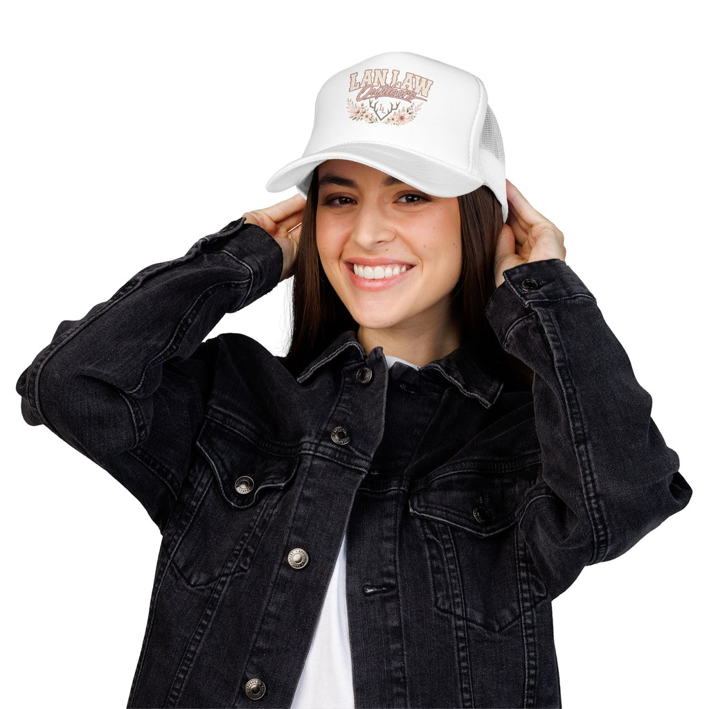 Trucker Hat — "Lan Law Outdoors" Floral Mesh Foam Cap