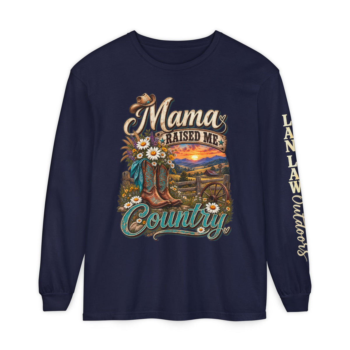 Mama Raised Me Country Long Sleeve Tee
