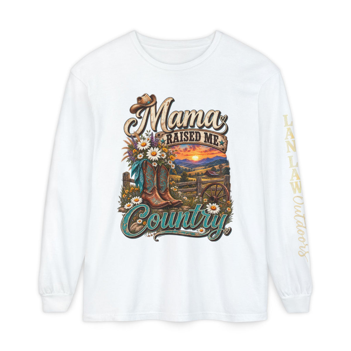 Mama Raised Me Country Long Sleeve Tee