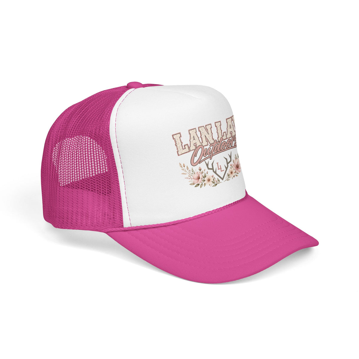 Trucker Hat — "Lan Law Outdoors" Floral Mesh Foam Cap