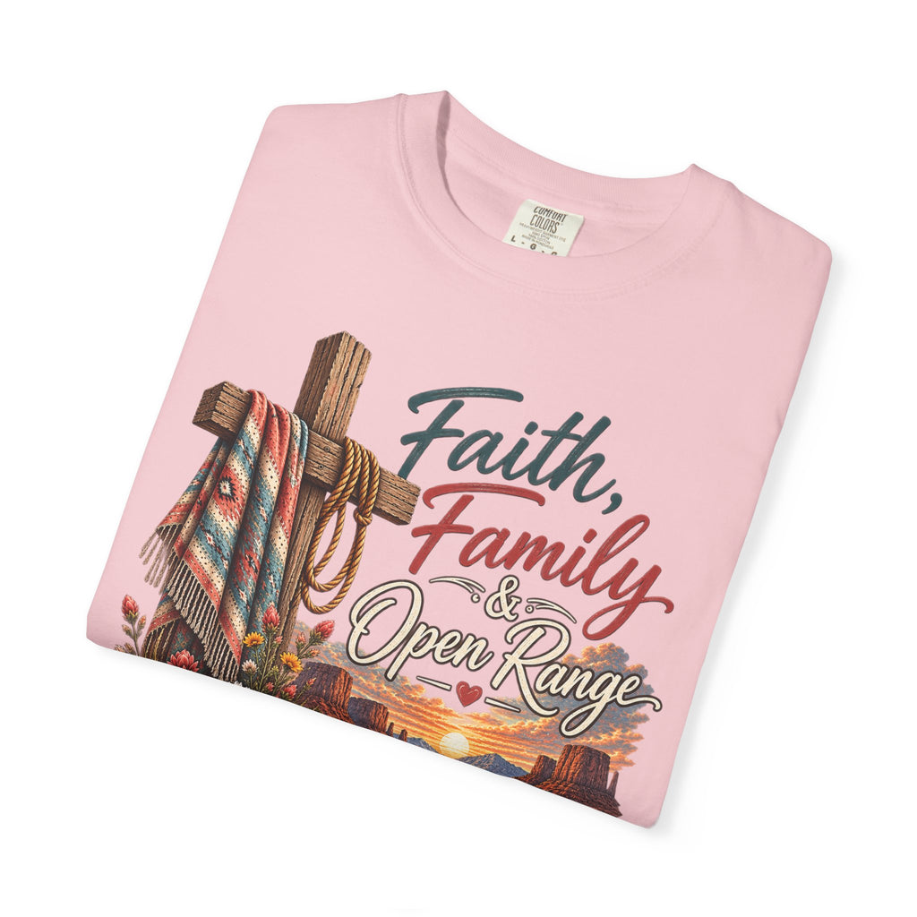 Faith, Family & Open Range T-Shirt — Western Ranch Lan Law Graphic Tee
