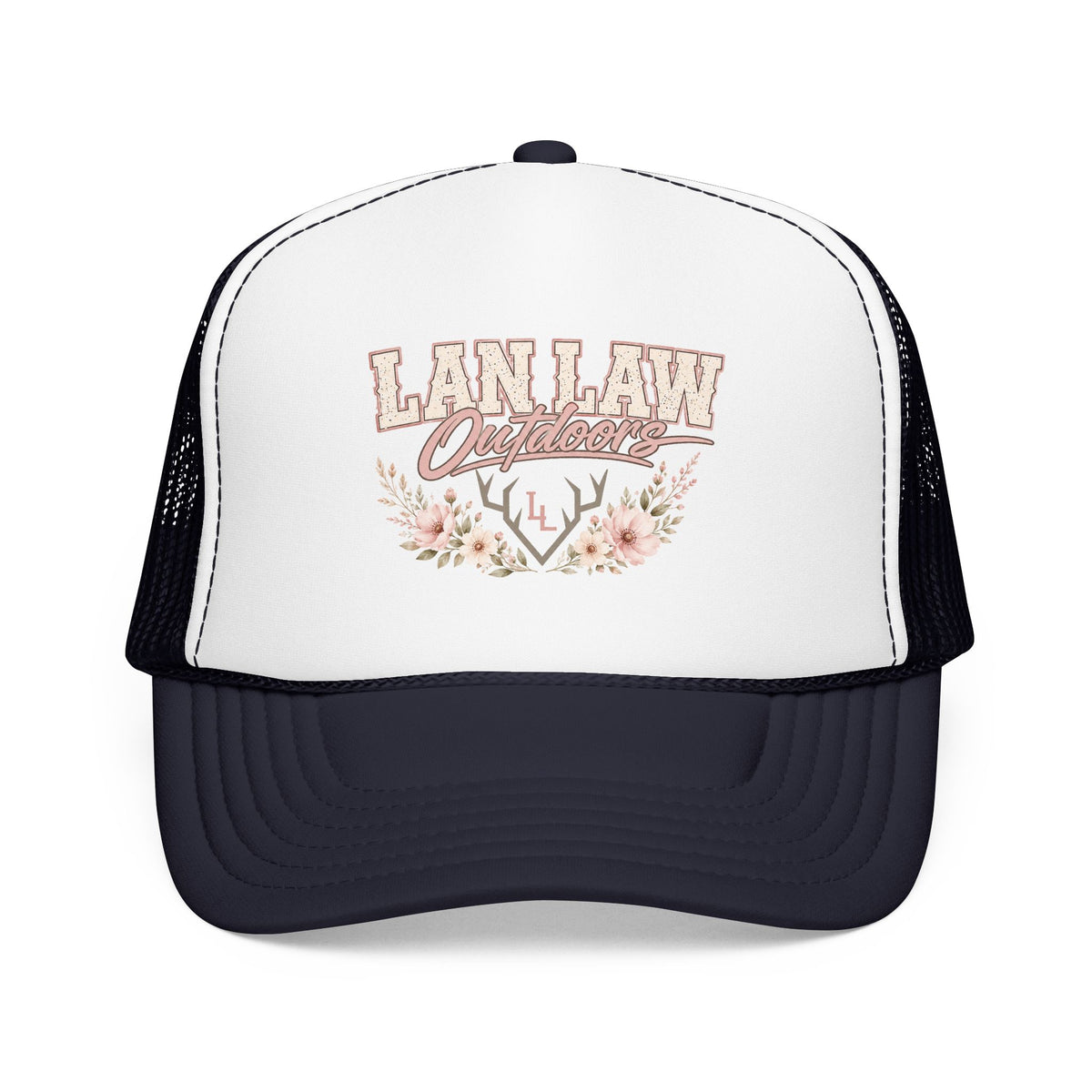 Trucker Hat — "Lan Law Outdoors" Floral Mesh Foam Cap