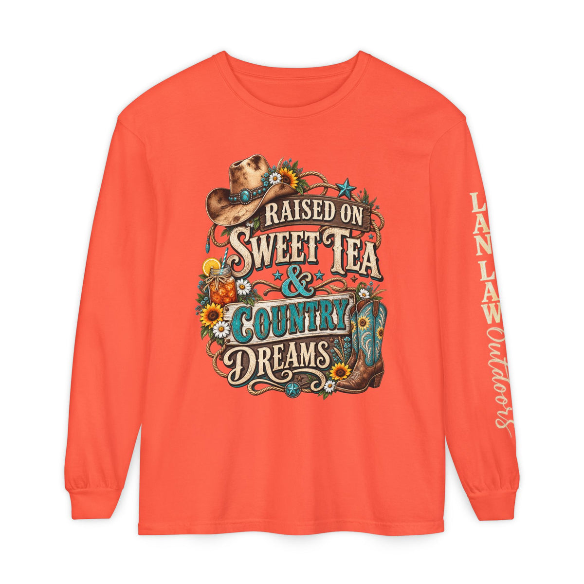 Raised on Sweet Tea & Country Dreams Long Sleeve Tee