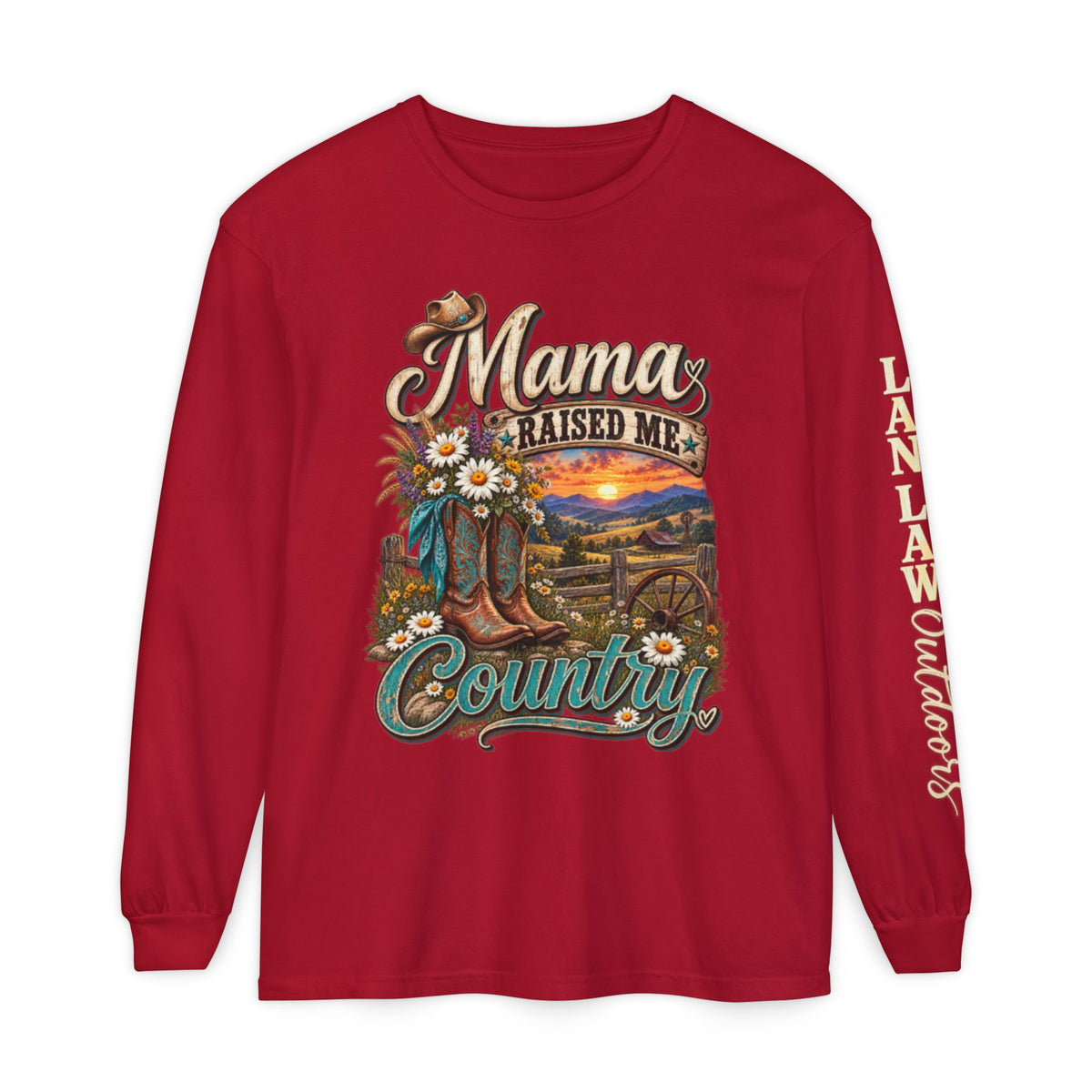 Mama Raised Me Country Long Sleeve Tee