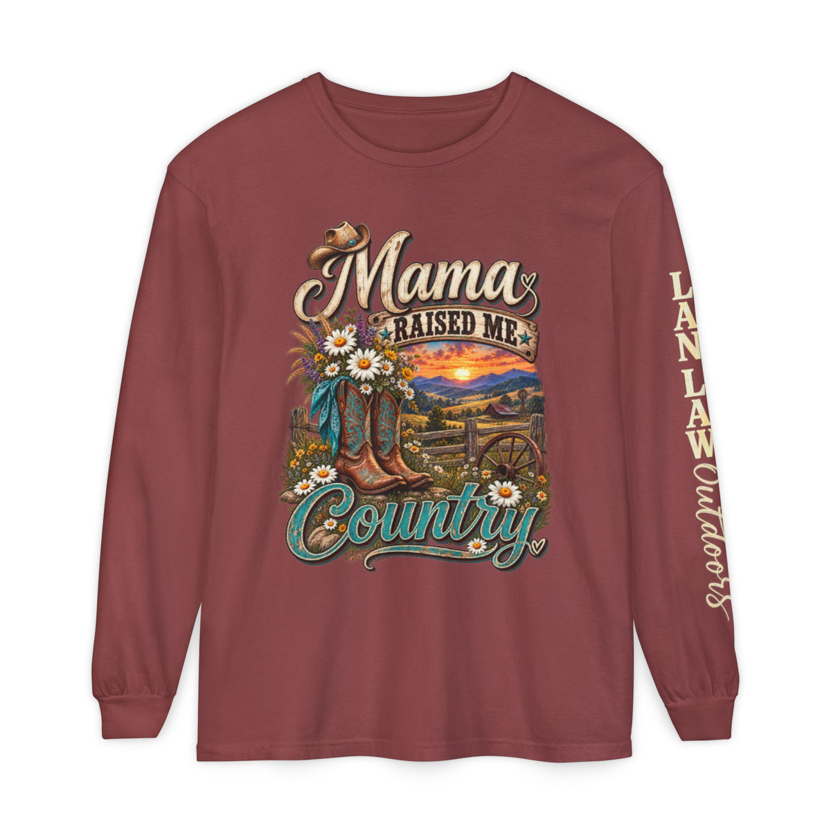 Mama Raised Me Country Long Sleeve Tee