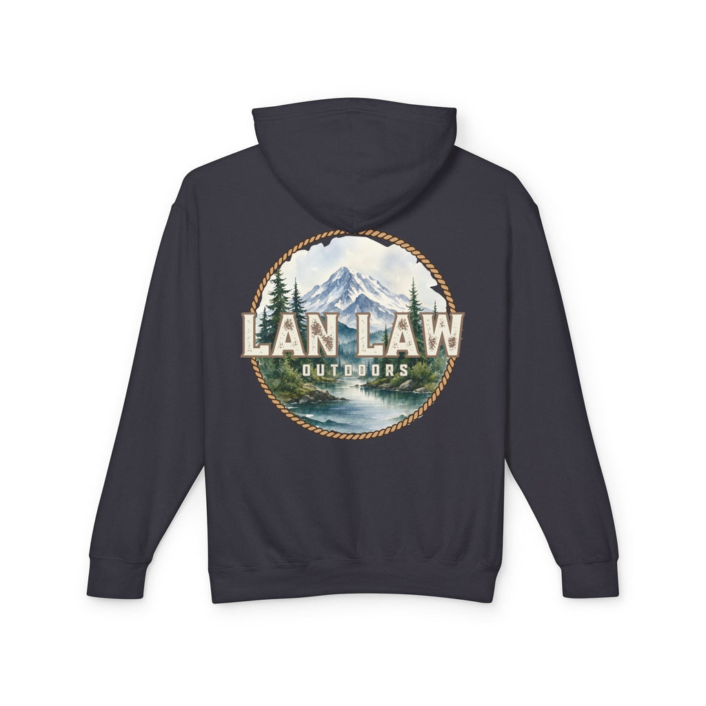 Outdoors Hoodie — Lan Law Scenic Mountain Logo Lightweight Hooded Sweatshirt