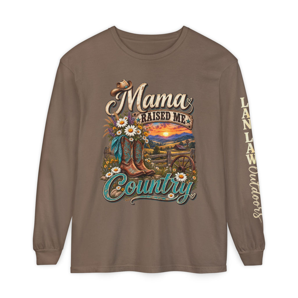 Mama Raised Me Country Long Sleeve Tee