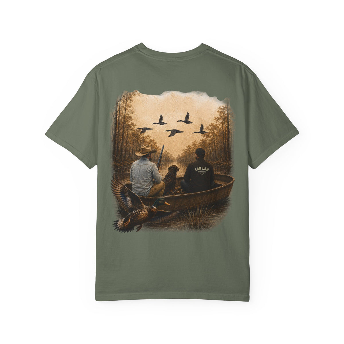 Outdoors Canoe Graphic T-Shirt — "Lan Law Outdoors" Hunting & Fishing Tee