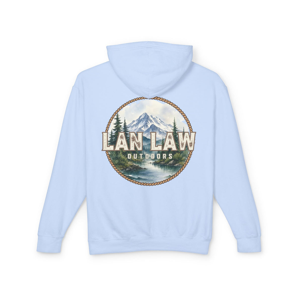 Outdoors Hoodie — Lan Law Scenic Mountain Logo Lightweight Hooded Sweatshirt