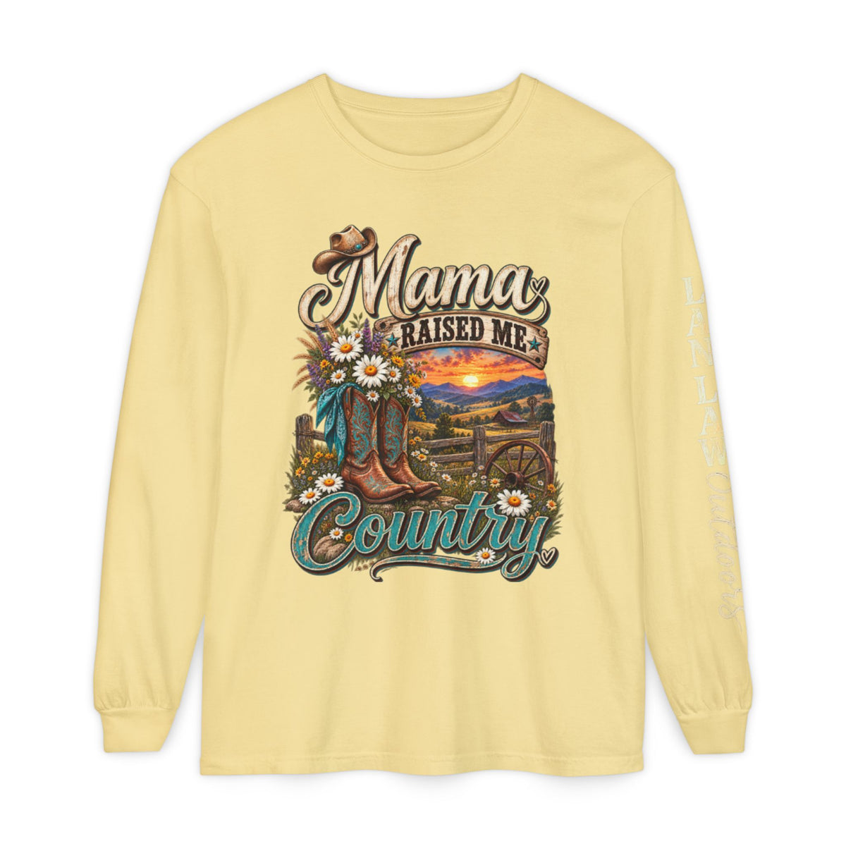Mama Raised Me Country Long Sleeve Tee