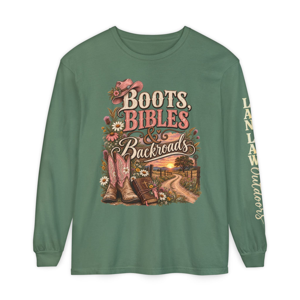 Boots, Bibles & Backroads Long Sleeve Tee