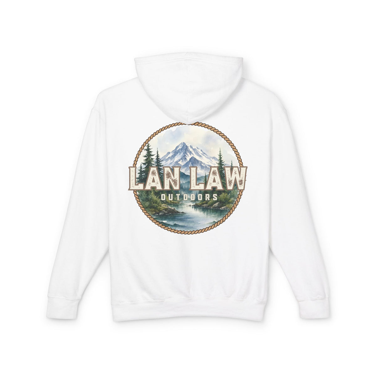 Outdoors Hoodie — Lan Law Scenic Mountain Logo Lightweight Hooded Sweatshirt