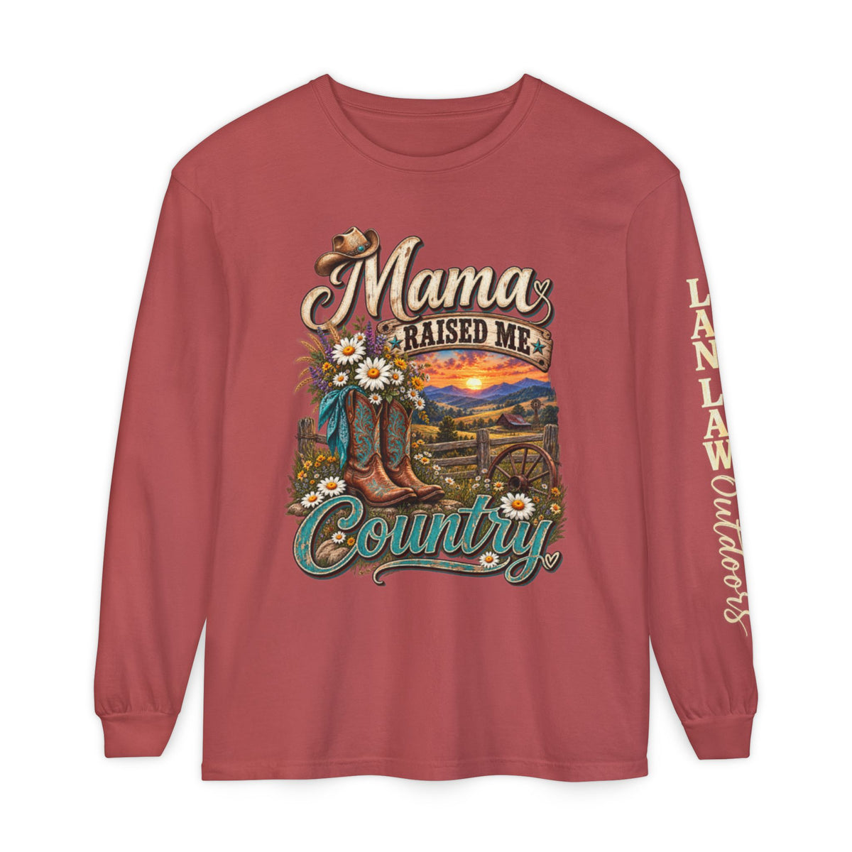 Mama Raised Me Country Long Sleeve Tee
