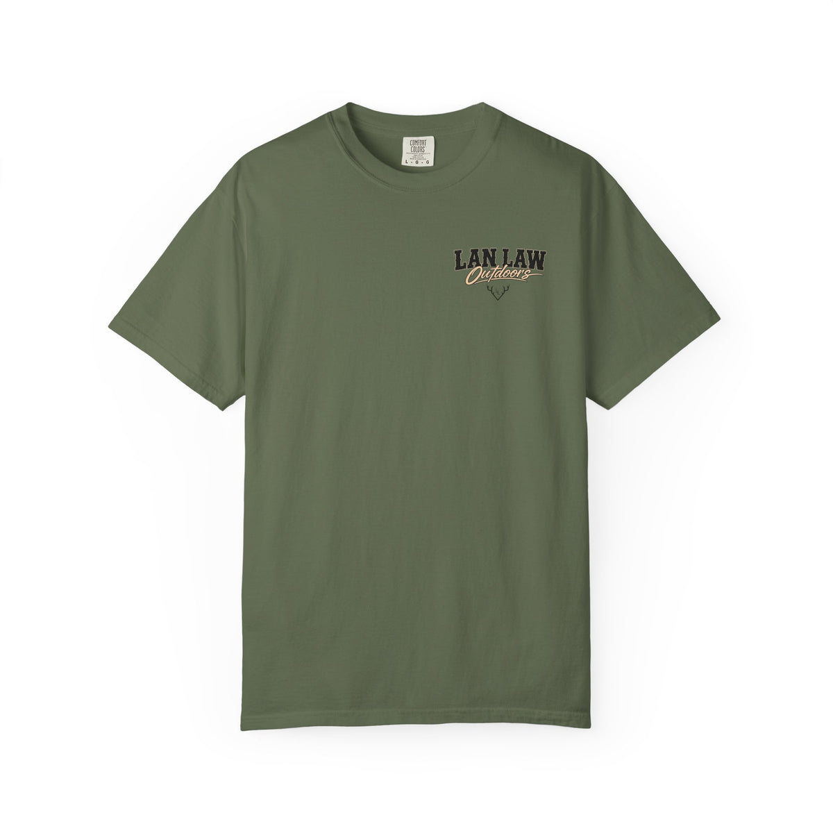 Lan Law Outdoors T-Shirt — American Flag Deer Skull Hunting Graphic Tee