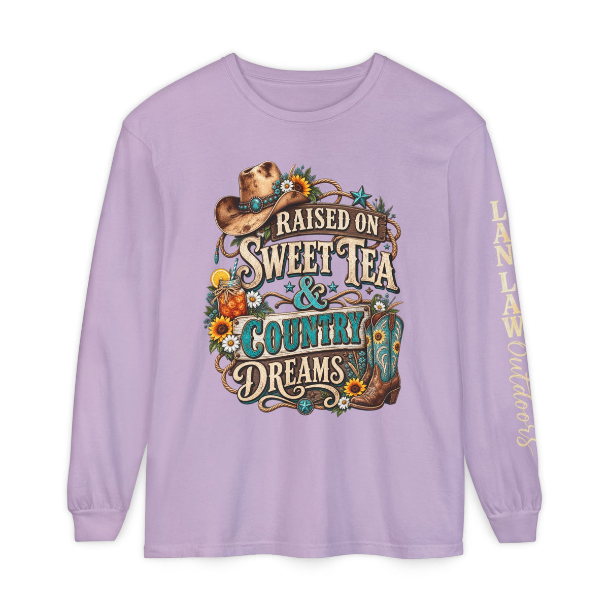 Raised on Sweet Tea & Country Dreams Long Sleeve Tee