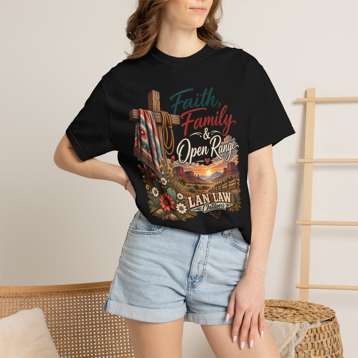 Faith, Family & Open Range T-Shirt — Western Ranch Lan Law Graphic Tee