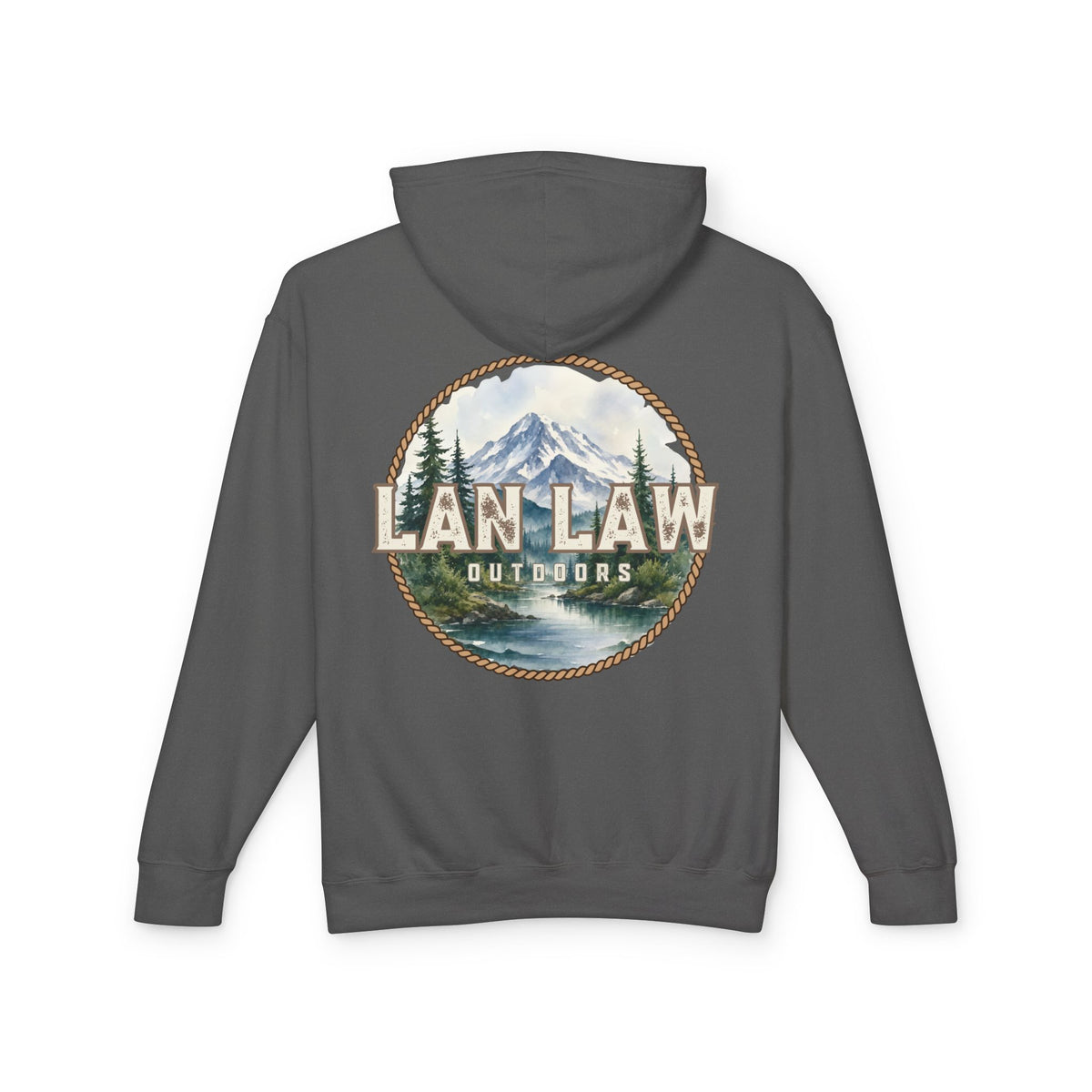 Outdoors Hoodie — Lan Law Scenic Mountain Logo Lightweight Hooded Sweatshirt