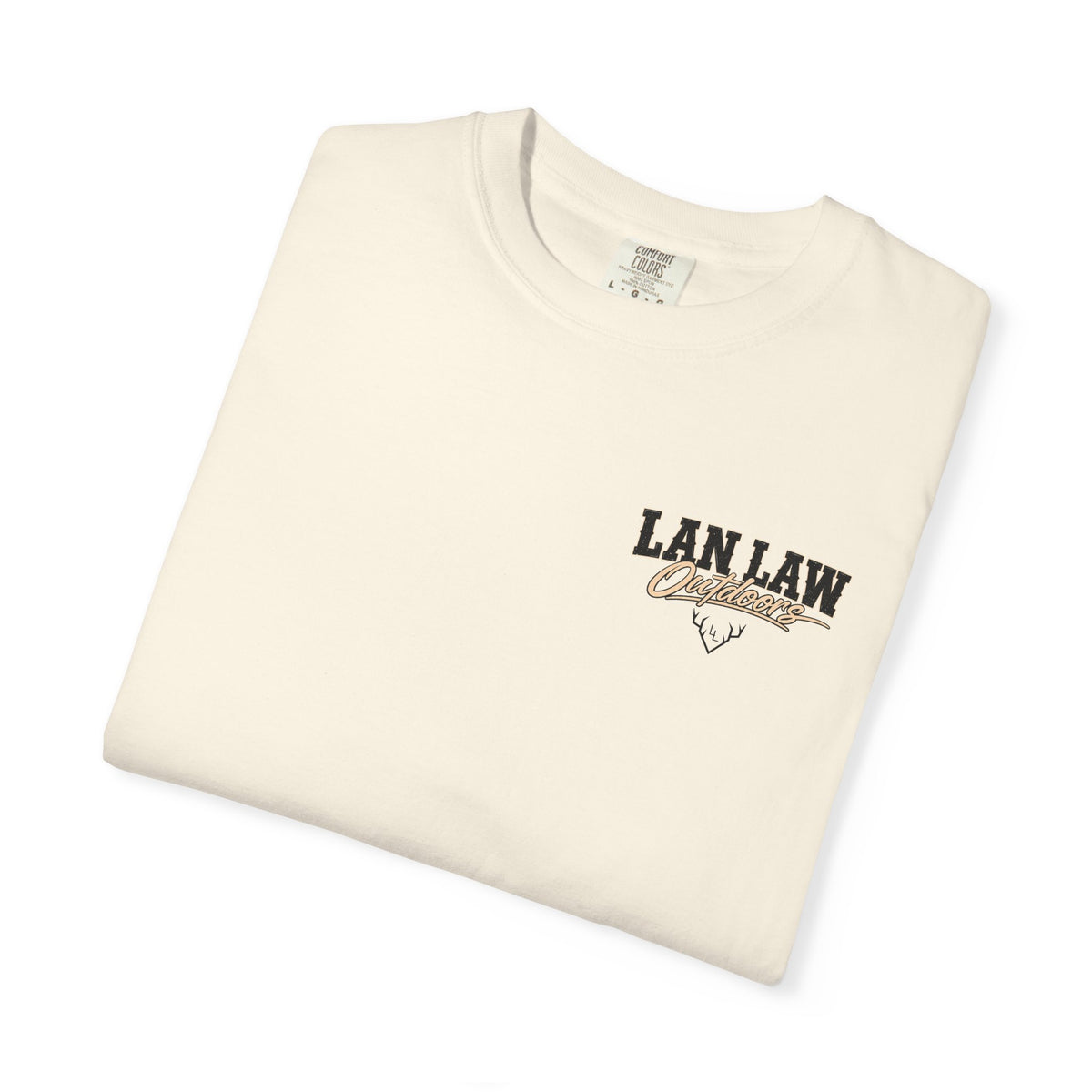 Lan Law Outdoors T-Shirt — American Flag Deer Skull Hunting Graphic Tee