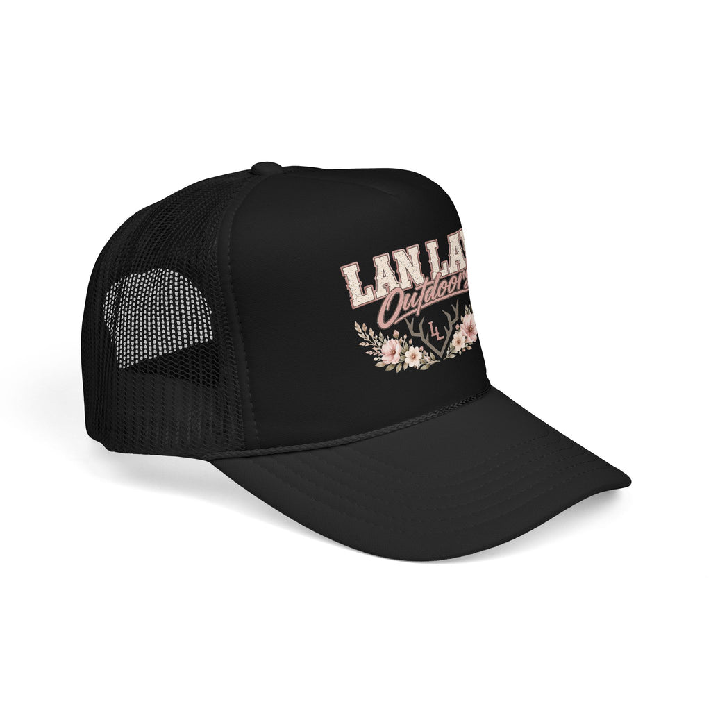 Trucker Hat — "Lan Law Outdoors" Floral Mesh Foam Cap