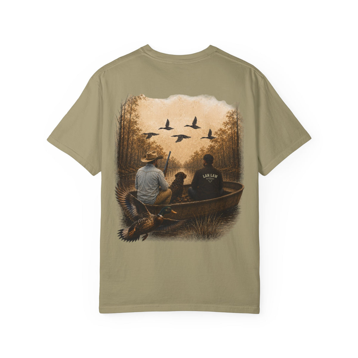Outdoors Canoe Graphic T-Shirt — "Lan Law Outdoors" Hunting & Fishing Tee