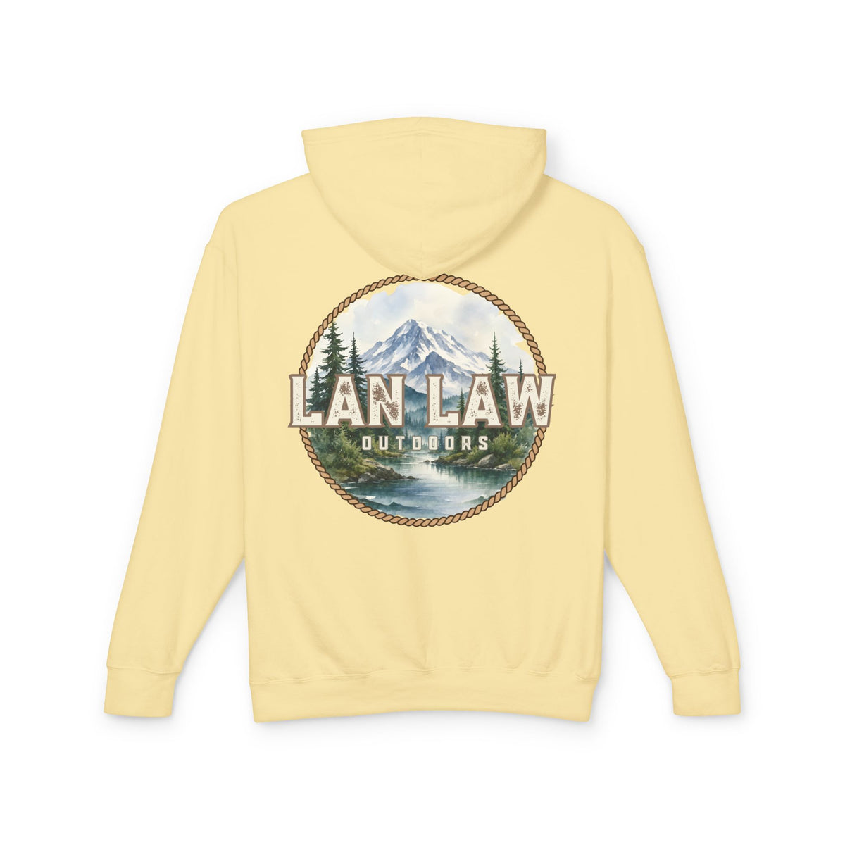 Outdoors Hoodie — Lan Law Scenic Mountain Logo Lightweight Hooded Sweatshirt
