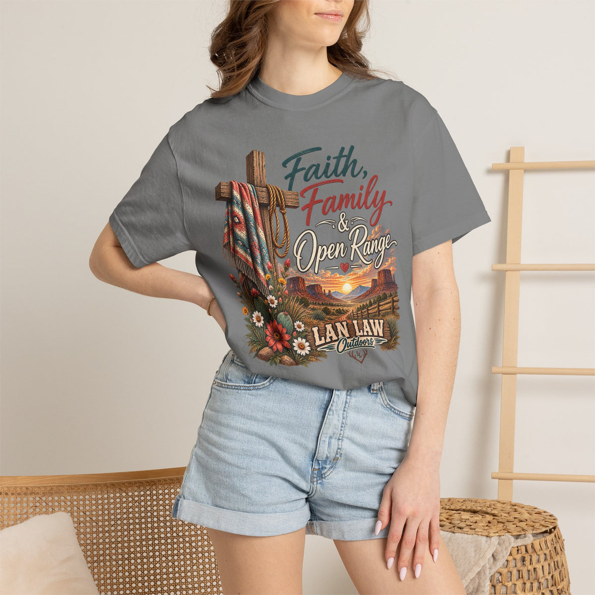 Faith, Family & Open Range T-Shirt — Western Ranch Lan Law Graphic Tee