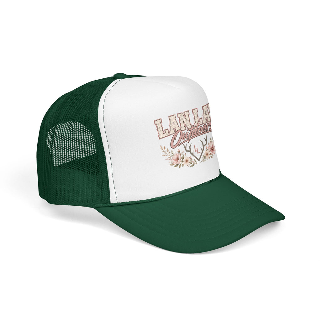 Trucker Hat — "Lan Law Outdoors" Floral Mesh Foam Cap