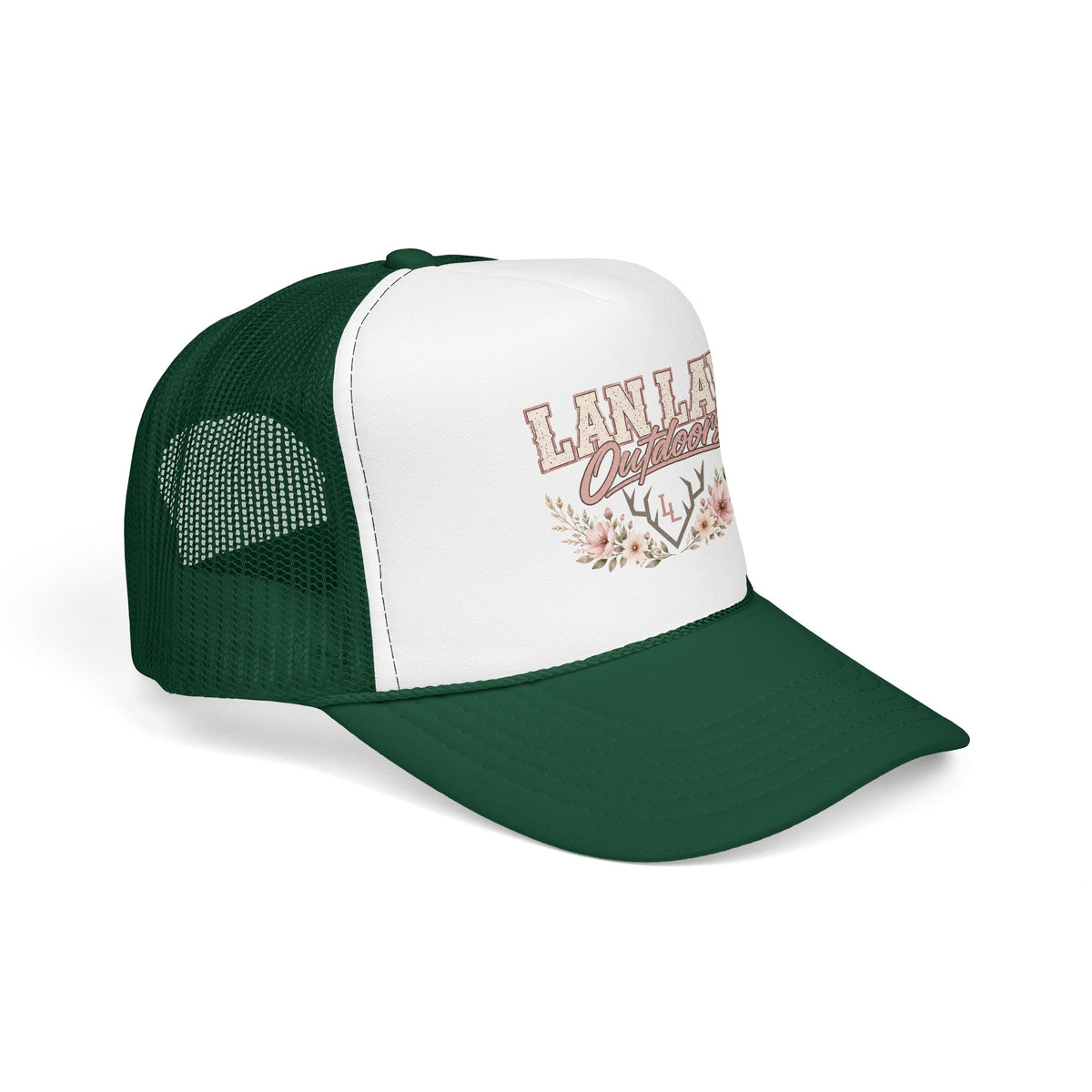 Trucker Hat — "Lan Law Outdoors" Floral Mesh Foam Cap