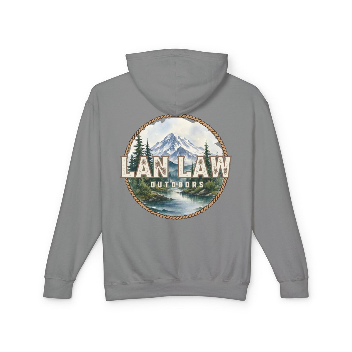 Outdoors Hoodie — Lan Law Scenic Mountain Logo Lightweight Hooded Sweatshirt