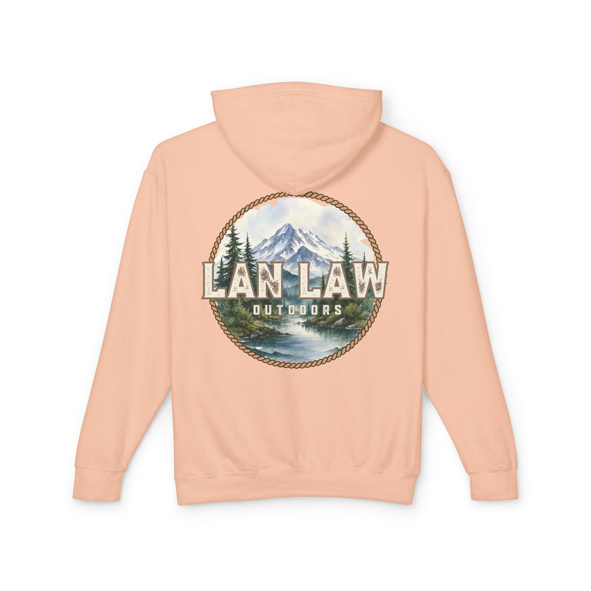 Outdoors Hoodie — Lan Law Scenic Mountain Logo Lightweight Hooded Sweatshirt