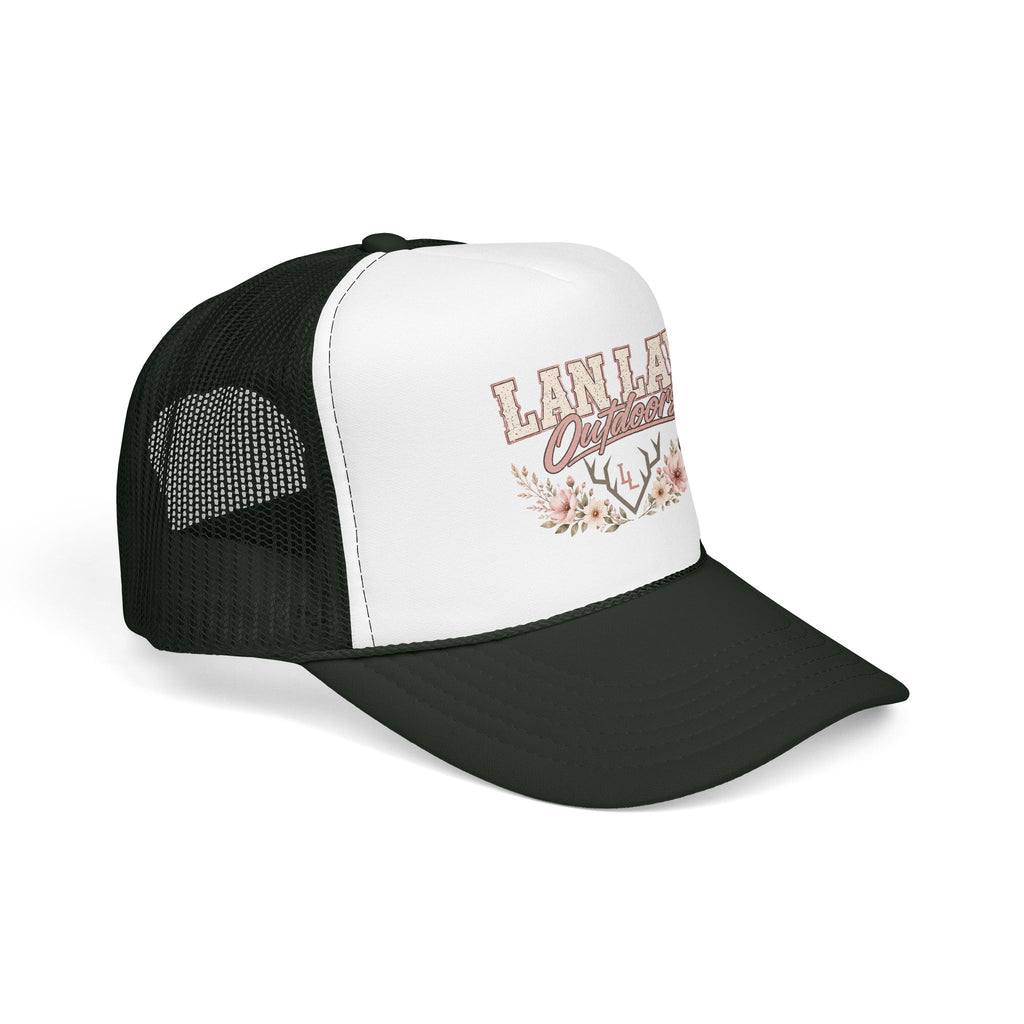 Trucker Hat — "Lan Law Outdoors" Floral Mesh Foam Cap