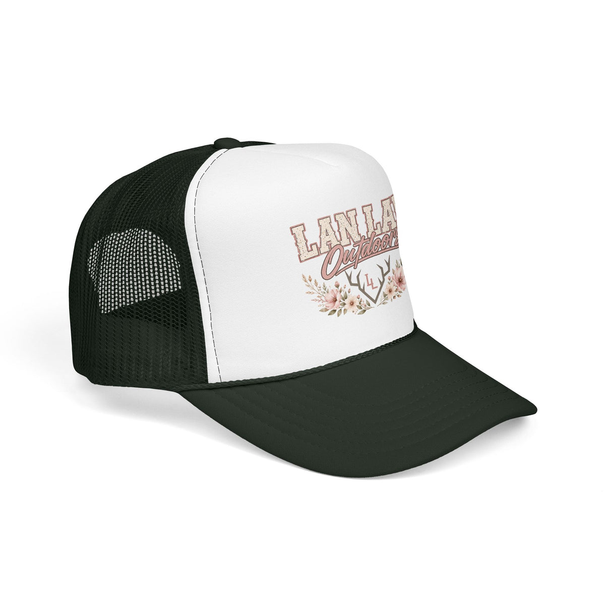 Trucker Hat — "Lan Law Outdoors" Floral Mesh Foam Cap