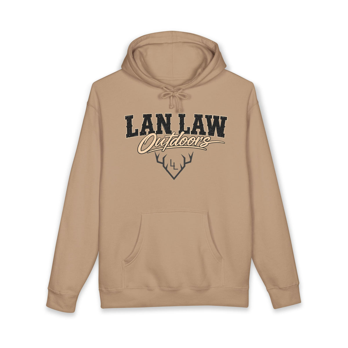 Lan Law Outdoors Hoodie - Antler Logo Pullover for Hunters & Outdoor Enthusiasts
