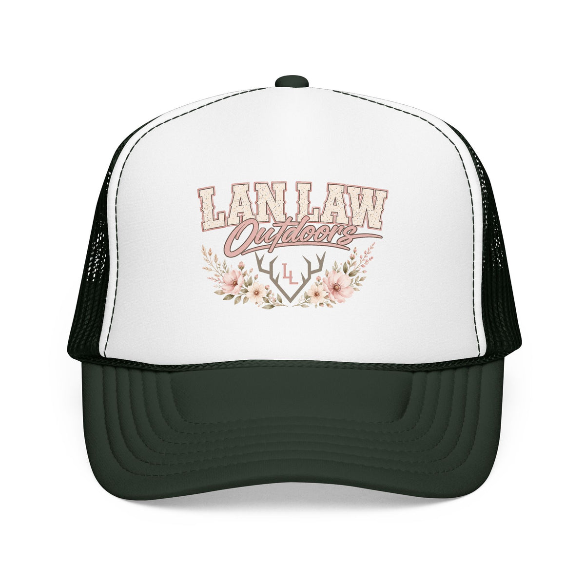 Trucker Hat — "Lan Law Outdoors" Floral Mesh Foam Cap