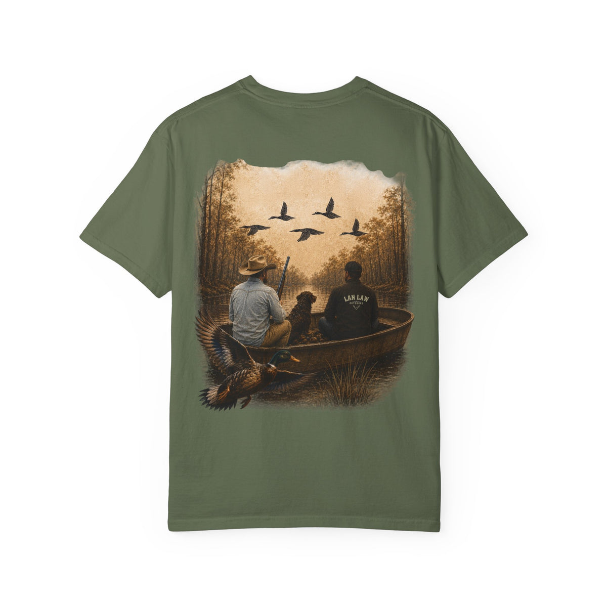 Outdoors Canoe Graphic T-Shirt — "Lan Law Outdoors" Hunting & Fishing Tee