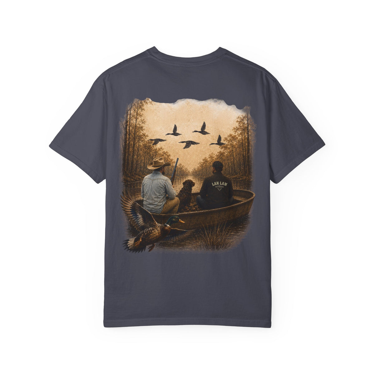 Outdoors Canoe Graphic T-Shirt — "Lan Law Outdoors" Hunting & Fishing Tee