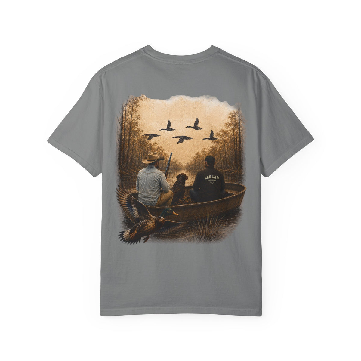 Outdoors Canoe Graphic T-Shirt — "Lan Law Outdoors" Hunting & Fishing Tee