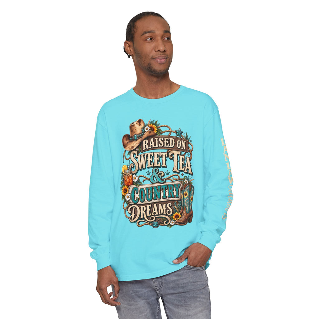Raised on Sweet Tea & Country Dreams Long Sleeve Tee
