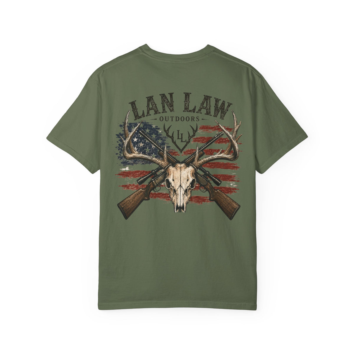 American Flag Deer Skull Tee