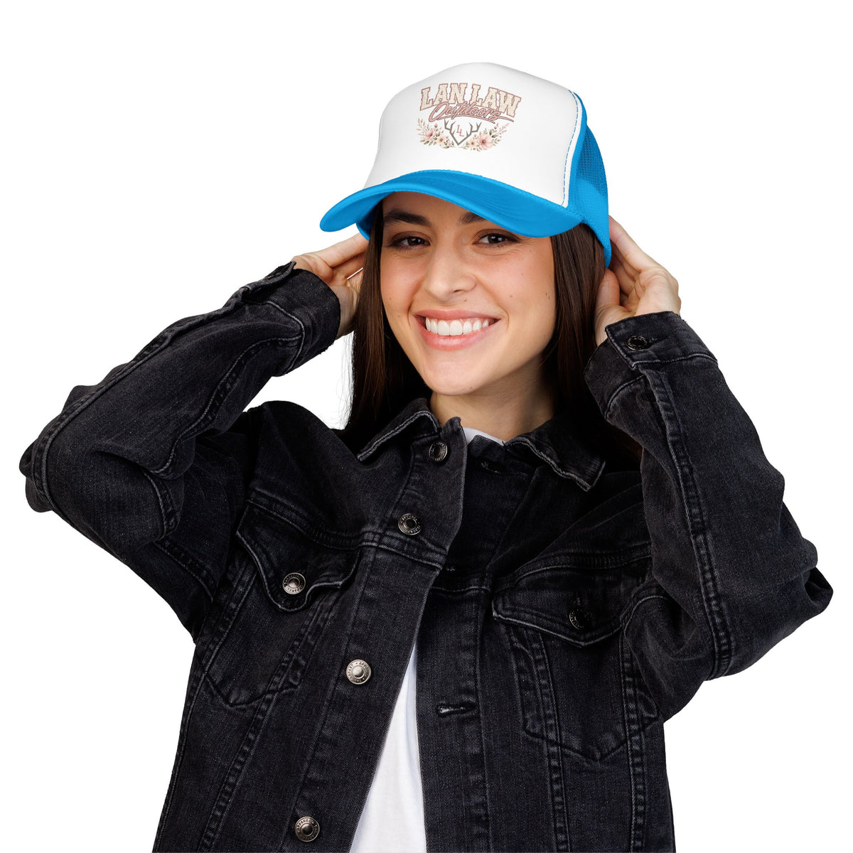 Trucker Hat — "Lan Law Outdoors" Floral Mesh Foam Cap