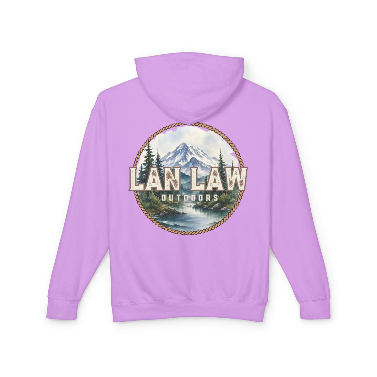 Outdoors Hoodie — Lan Law Scenic Mountain Logo Lightweight Hooded Sweatshirt