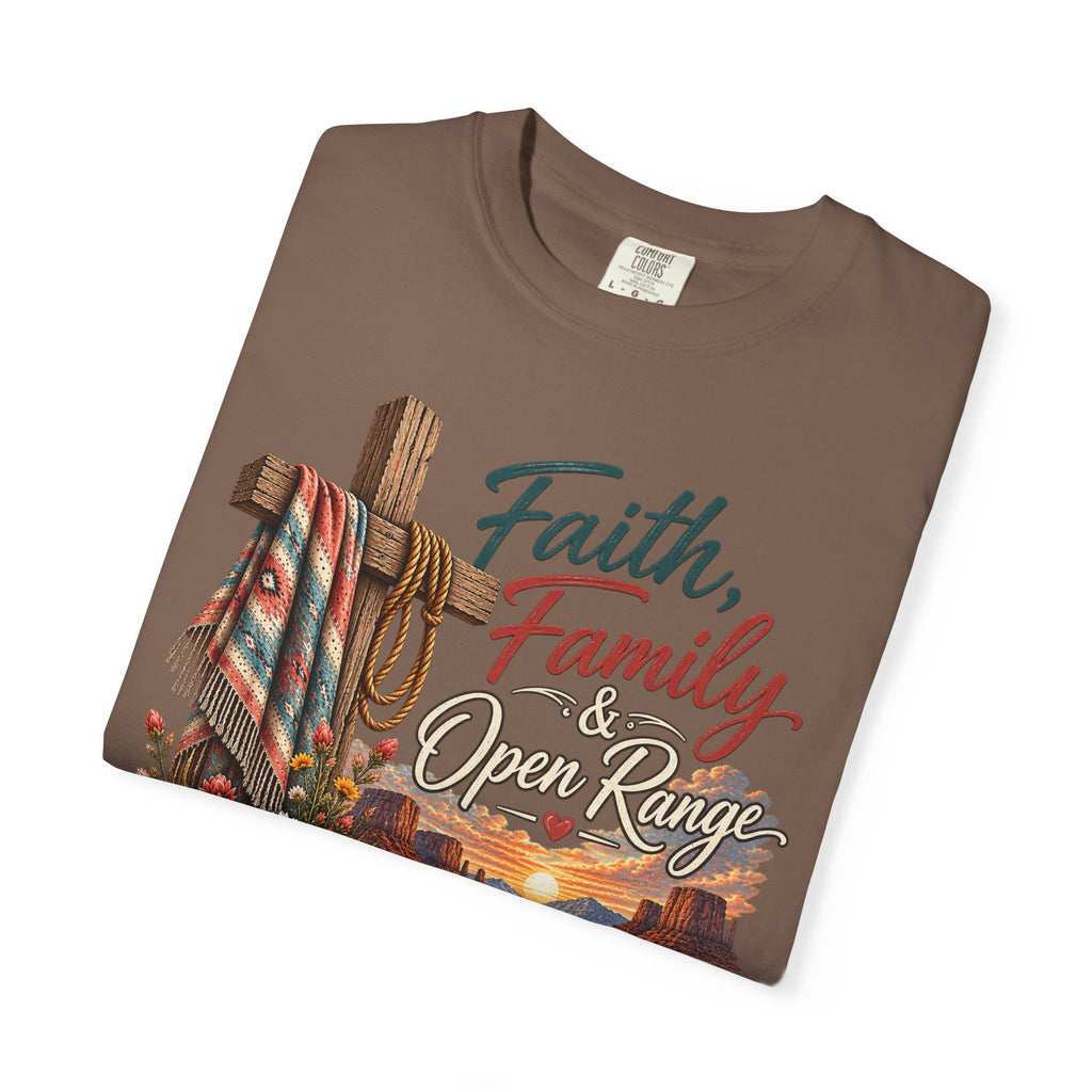 Faith, Family & Open Range T-Shirt — Western Ranch Lan Law Graphic Tee