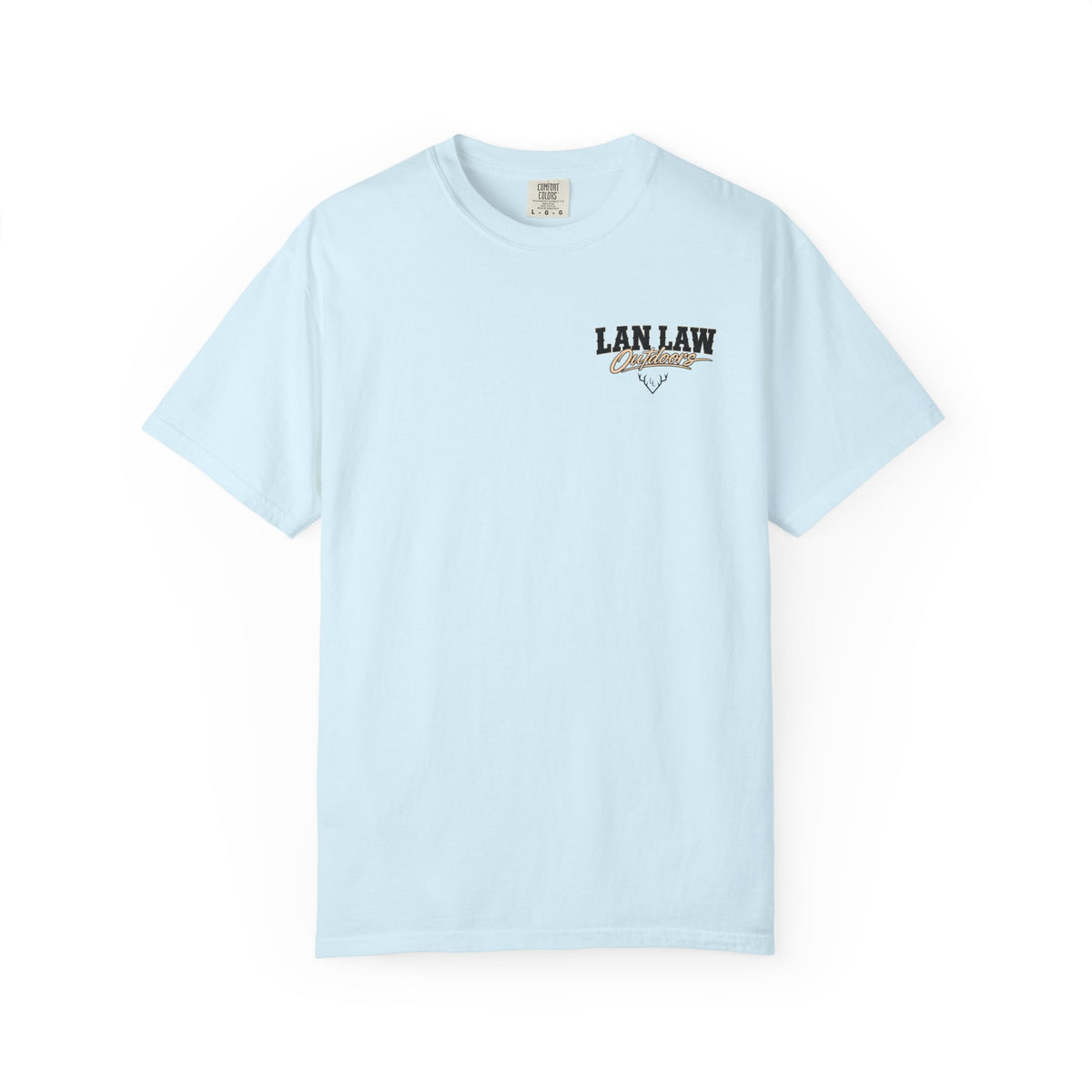 Lan Law Outdoors T-Shirt — American Flag Deer Skull Hunting Graphic Tee