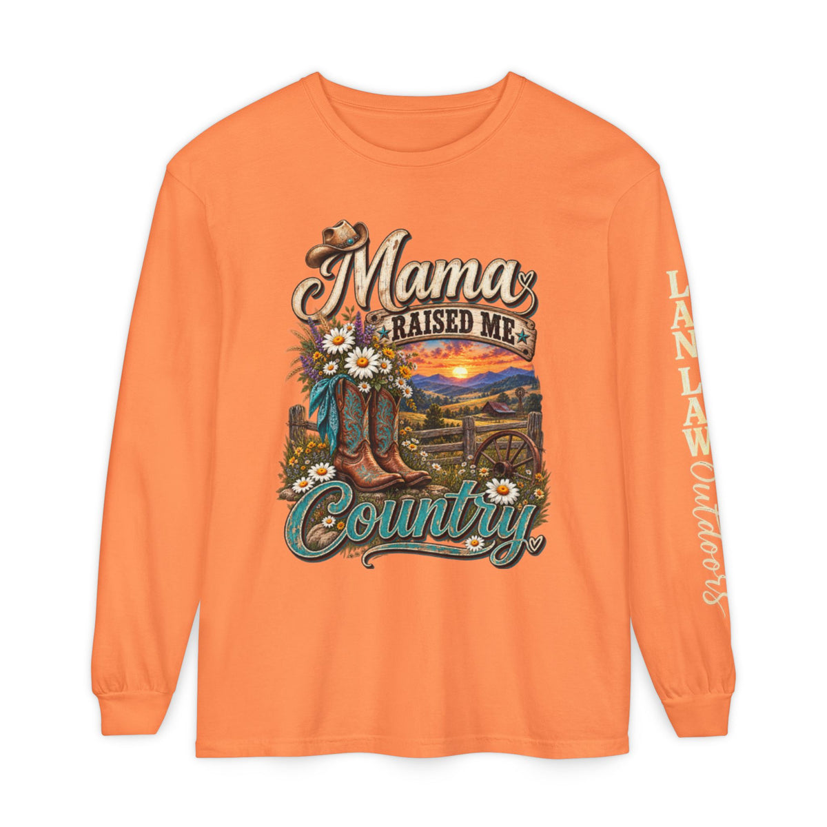Mama Raised Me Country Long Sleeve Tee