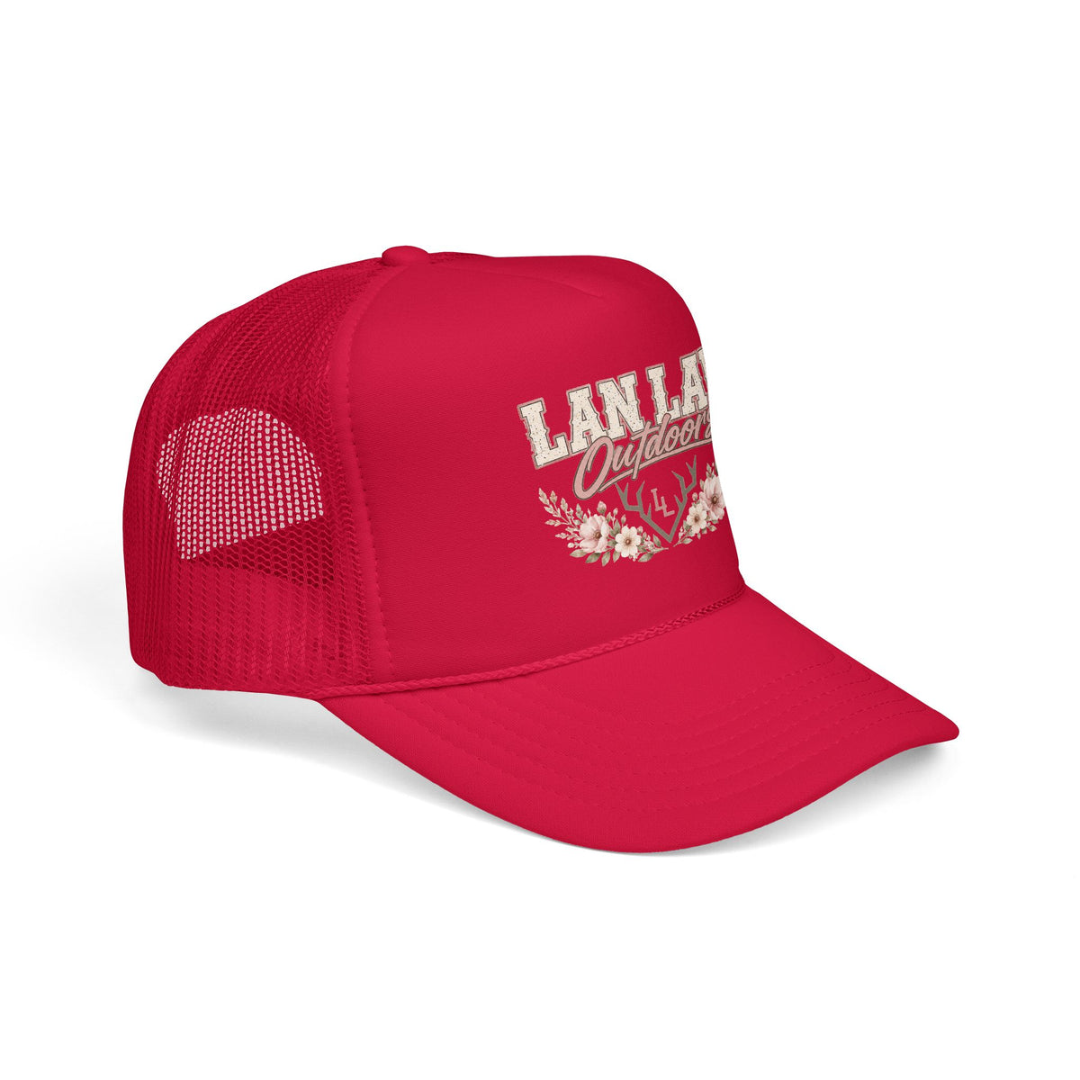 Trucker Hat — "Lan Law Outdoors" Floral Mesh Foam Cap