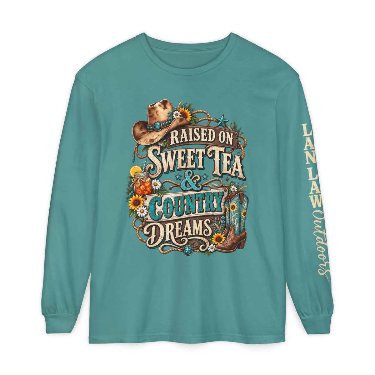 Raised on Sweet Tea & Country Dreams Long Sleeve Tee
